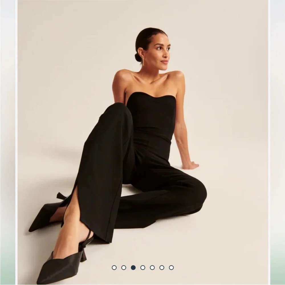 Abercrombie & Fitch Black Strapless Jumpsuit Size Small Tall